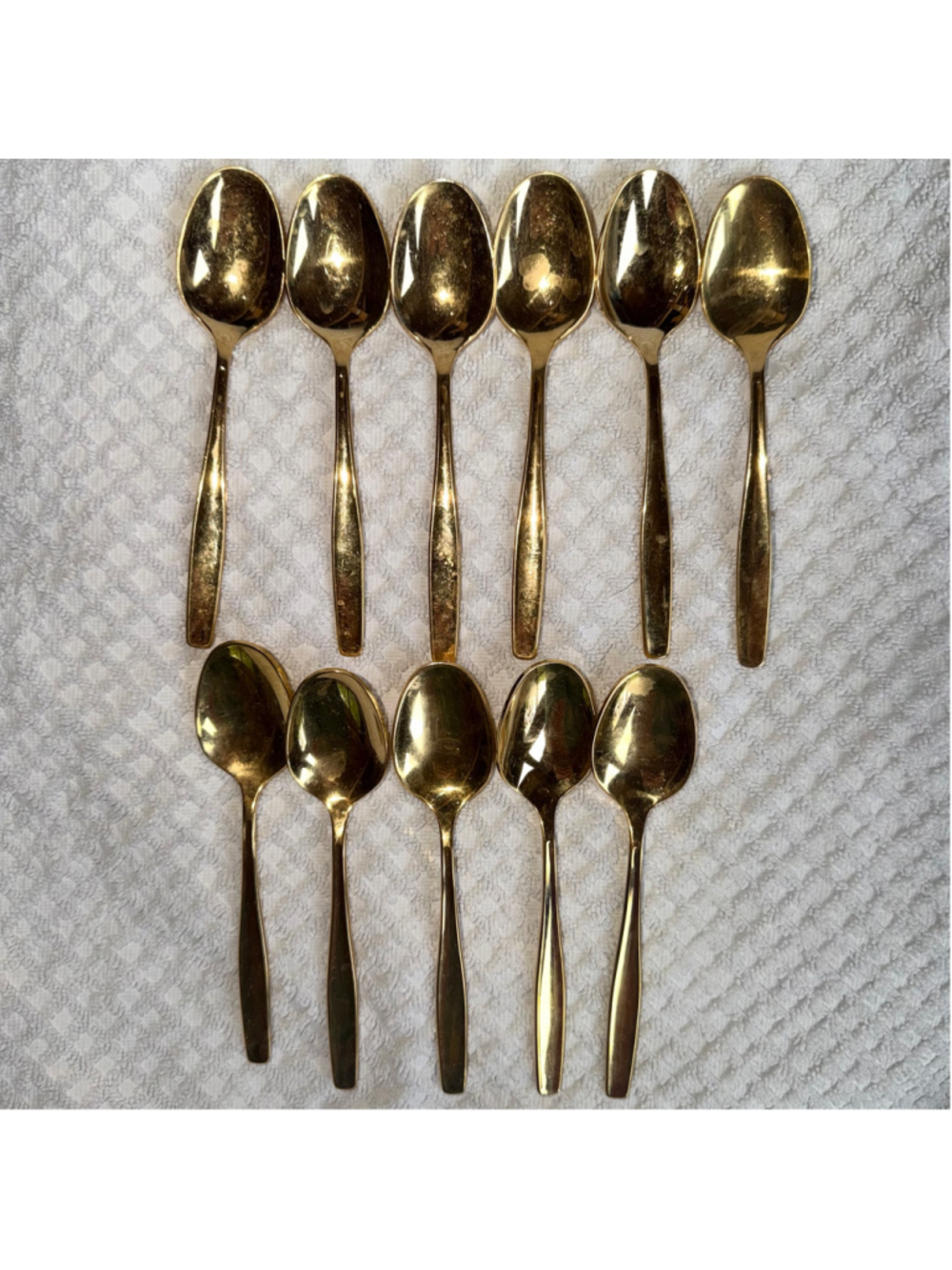 Rogers Cutlery Co Stainless Steel USA Gold Tone Teaspoons Lot of 11